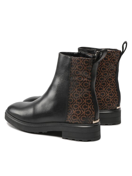 Calvin Klein Calvin Klein Botki Cleat Ankle Boot Mono Mix HW0HW01313 Czarny