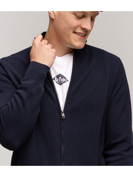 Lee Cooper Lee Cooper Sweter RABI COTTON Granatowy Regular Fit