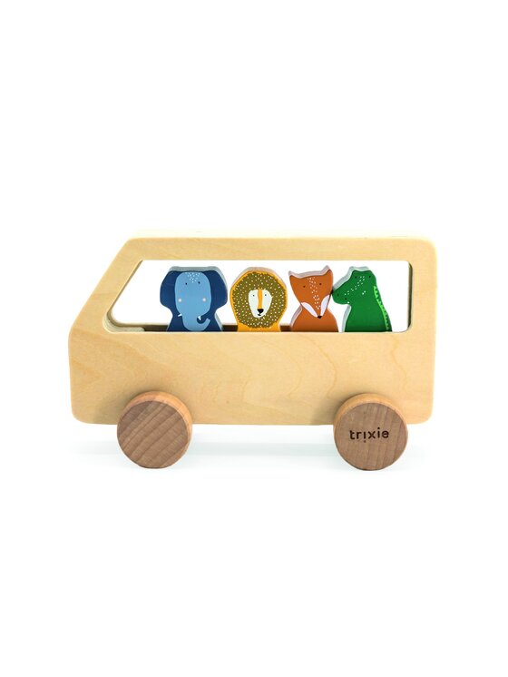 Trixie Baby Trixie Baby Zabawka Drewniany autobus dla zwierząt Kolorowy