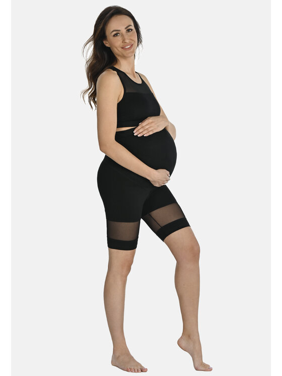Teyli Teyli Legginsy ciążowe bawełniane Rebeca Czarny Regular Fit