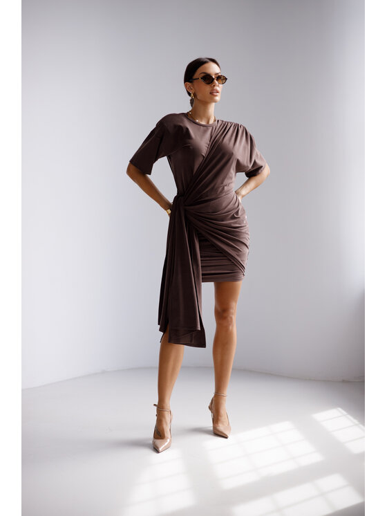 LilaLou LilaLou Úpletové šaty Linda Hnedá Slim Fit