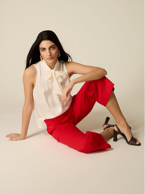 Oltre Oltre Pantaloni di tessuto P02BR009295N016 Rosso Baggy Fit