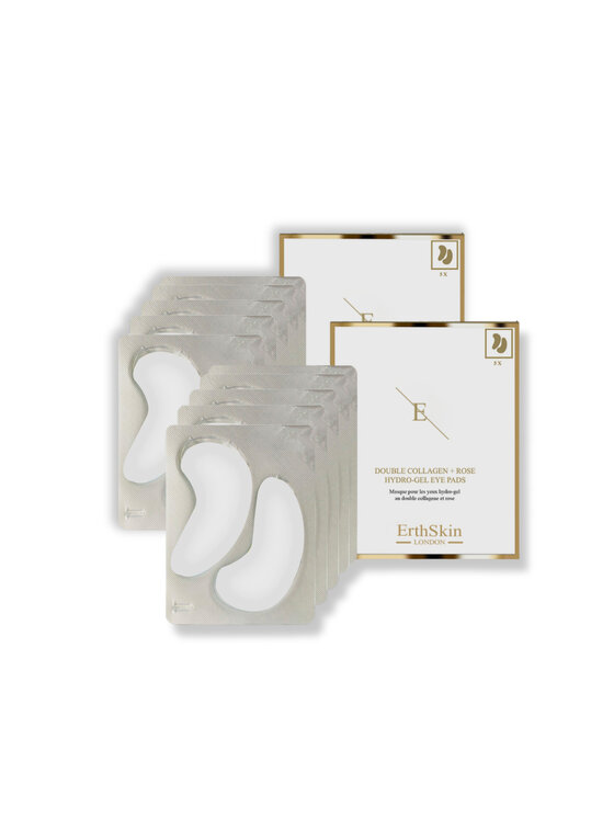 Erthskin London Erthskin London 2x Podwójne płatki kolagenowe + różany hydrożel pod oczy Płatki pod oczy