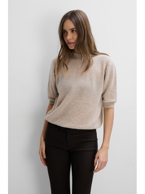 Fobya Fobya Bluzka F2120 Beżowy Basic Fit
