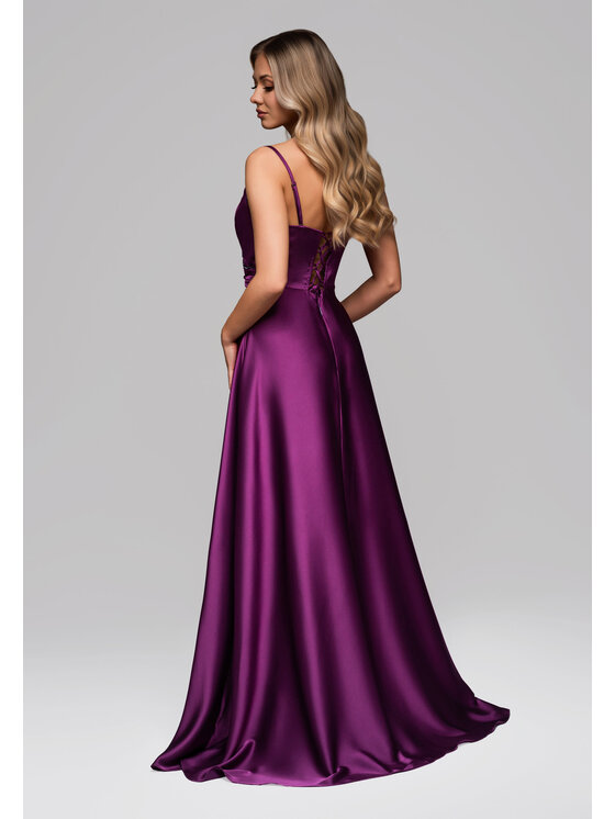 Ombre Ombre Sukienka wieczorowa LA-OM-DLR267 Fioletowy Regular Fit
