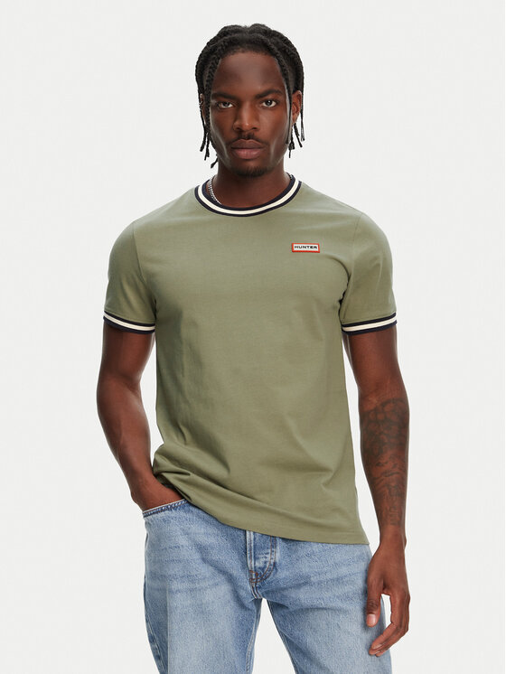 Hunter Hunter Póló Eigg Ringer HARM0032251 Khaki Regular Fit