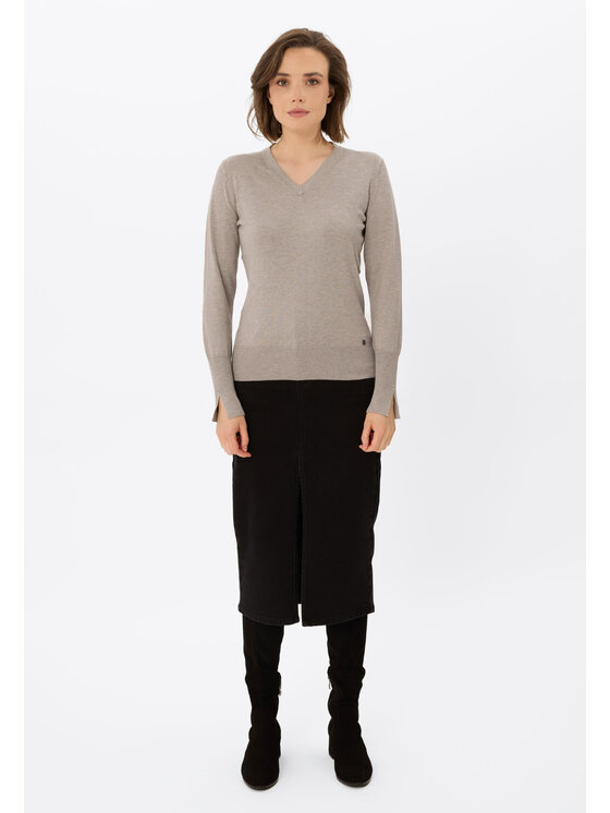 Volcano Volcano Sweter S-NELI Beżowy Regular Fit