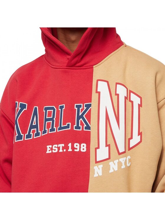 Karl Kani Karl Kani Felpa WOVEN RETRO SPLIT OS HOODIE Rosso Regular Fit