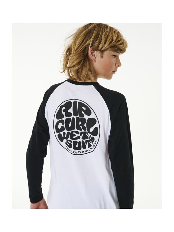 Rip Curl Rip Curl T-Shirt Wettie Icon Ls Tee -Boy Biały Standard Fit