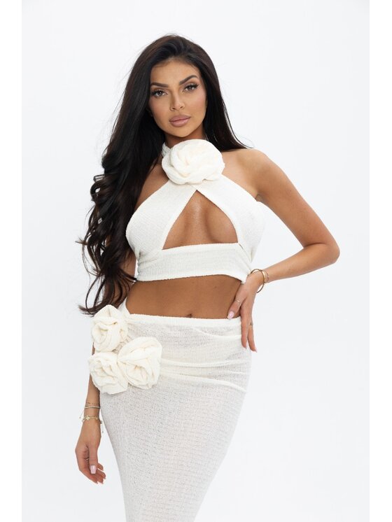 Love Saints Love Saints Komplet top i spódnica L26LF-KS-K01 Beżowy Slim Fit
