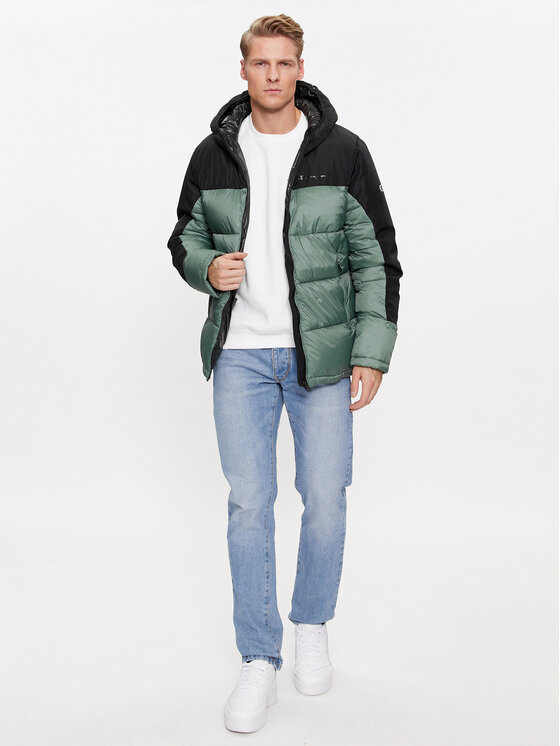 Champion Champion Kurtka przejściowa Hooded Jacket 219190 Zielony Regular Fit