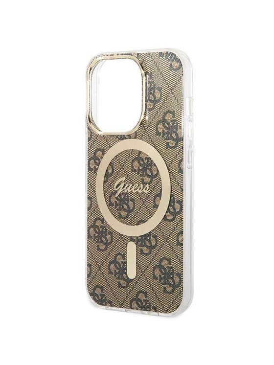 Guess Guess Etui na telefon IML 4G MagSafe Brązowy