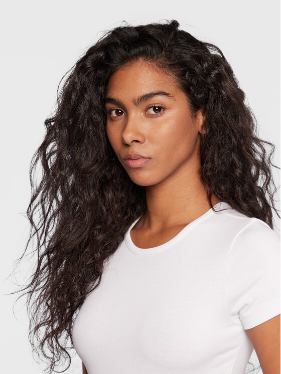 Gina Tricot Gina Tricot Marškinėliai Basic 17957 Balta Slim Fit