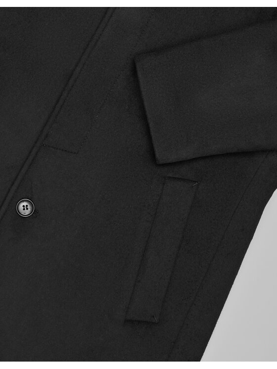 Borgio Borgio Płaszcz wełniany rivara_c Czarny Slim Fit