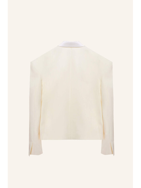 Epuzer Epuzer Marynarka Wool blazer Kremowy Loose Fit