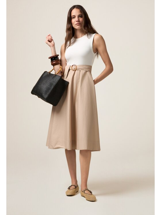 Oltre Oltre Sukienka codzienna 7964J000805N0S1 Kremowy A-Line Fit