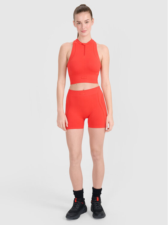 4F 4F Legginsy TRAINING SEAMLESS Czerwony Slim Fit