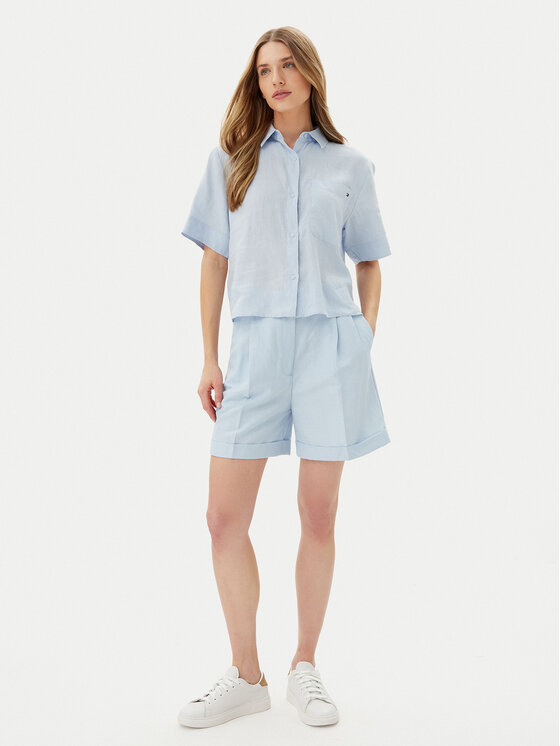 Tommy Hilfiger Tommy Hilfiger Šortky z materiálu WW0WW44767 Světle modrá Regular Fit