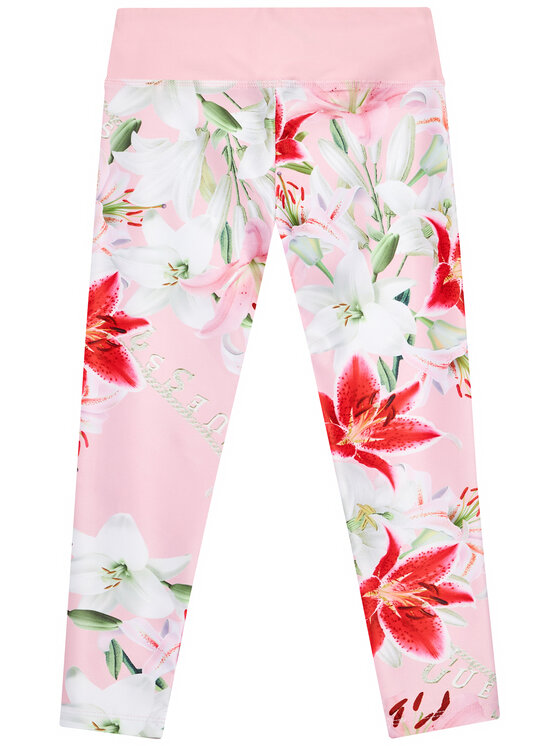 Guess Guess Legginsy J1RB02 MC01P Różowy Slim Fit