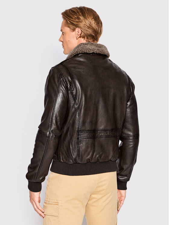 Serge Pariente Serge Pariente Usnjena jakna New Pilot Rjava Regular Fit