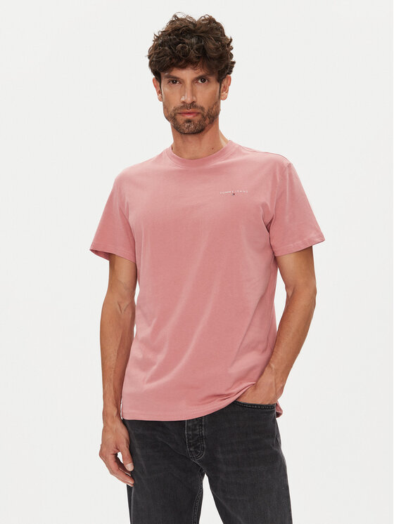 Tommy Jeans Tommy Jeans T-Shirt Linear Chest DM0DM21780 Różowy Slim Fit