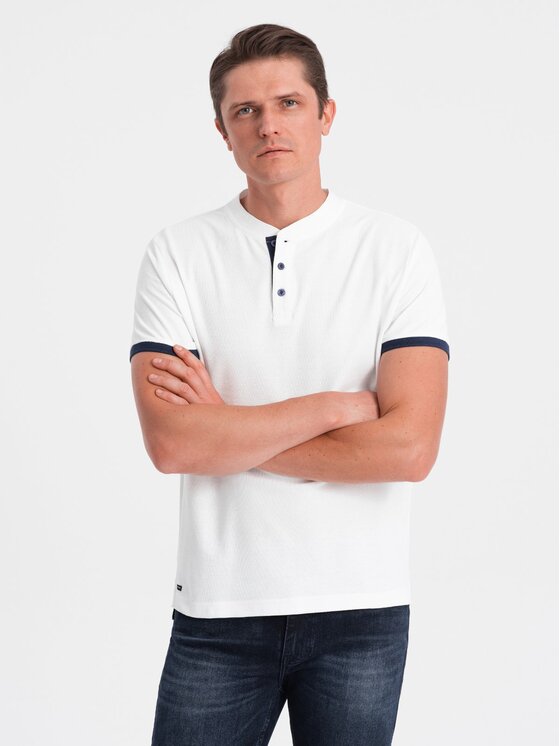 Ombre Ombre T-Shirt OM-TSCT-0156 Biały Regular Fit