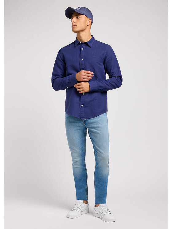 Lee Lee Koszula PATCH SHIRT IN MEDIEVAL BLUE Granatowy Regular Fit