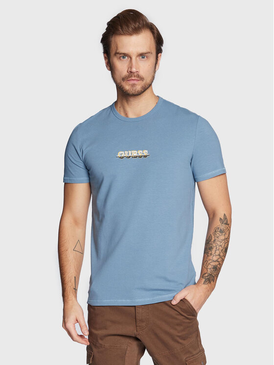 Guess Guess Тишърт M3RI11 J1314 Син Slim Fit