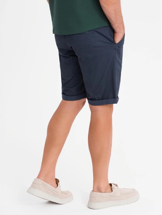 Ombre Ombre Szorty materiałowe OM-SRCS-0197 Granatowy Regular Fit