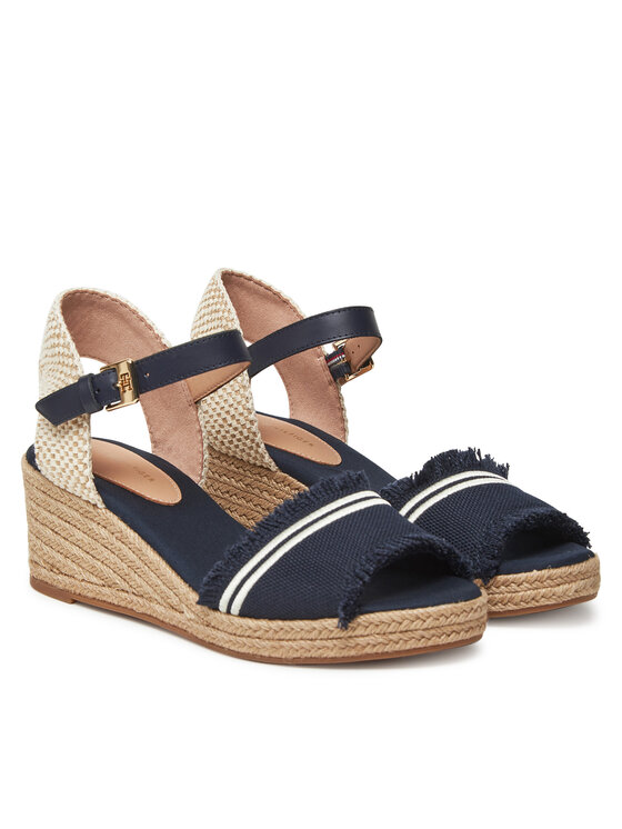 Tommy Hilfiger Tommy Hilfiger Espadrile Fringe Canvas Medium Wedge FW0FW08879 Bleumarin