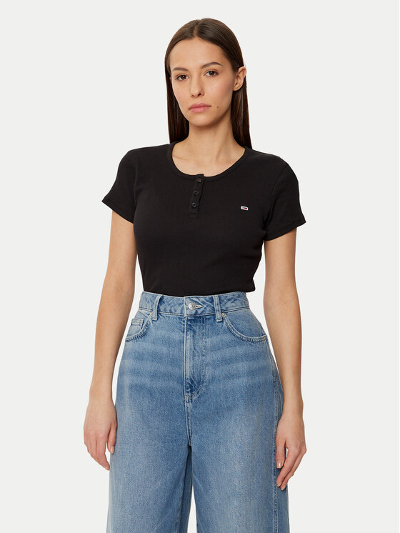 Tommy Jeans Tommy Jeans T-Shirt DW0DW19502 Schwarz Slim Fit