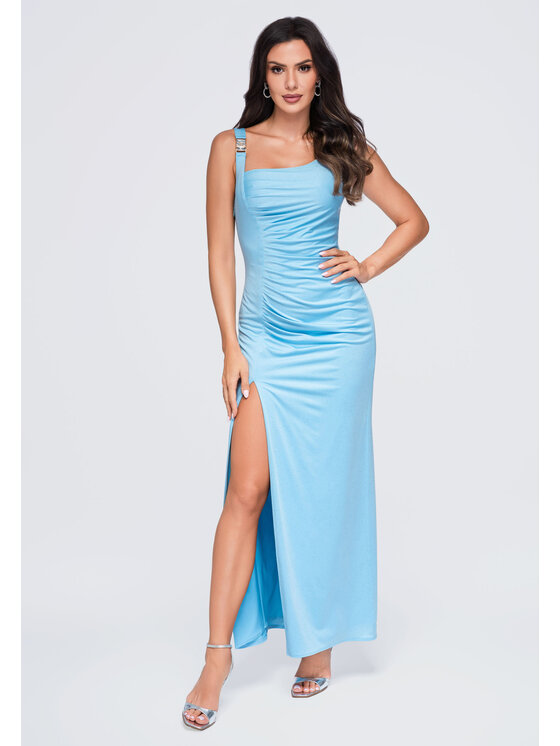 Ombre Ombre Sukienka wieczorowa LA-OM-DLR389 Niebieski Slim Fit