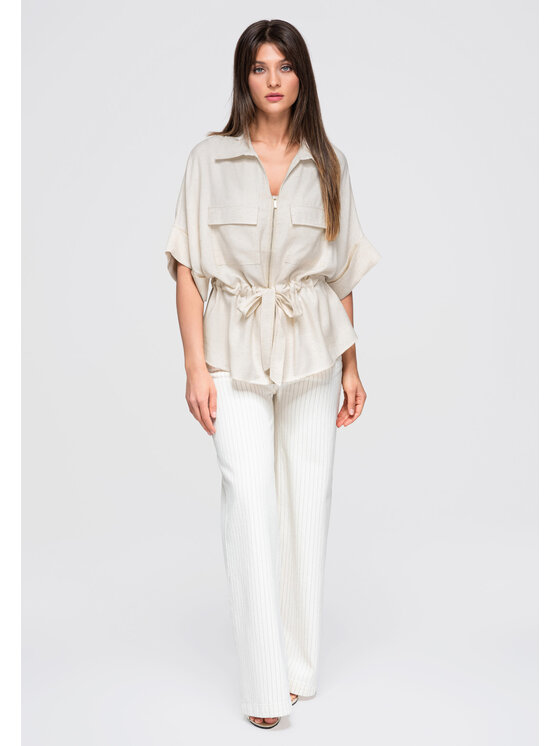 Ombre Ombre Bluzka OW-TS-E0050 Beżowy Loose Fit