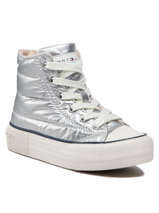 Trampki Tommy Hilfiger, Rozmiar 31, Srebrne, High Top Lace-Up Sneaker T3A9-32290-1437 M