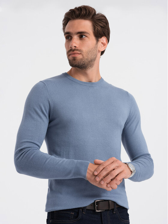 Ombre Ombre Svetr OM-SWBS-0106 Modrá Regular Fit