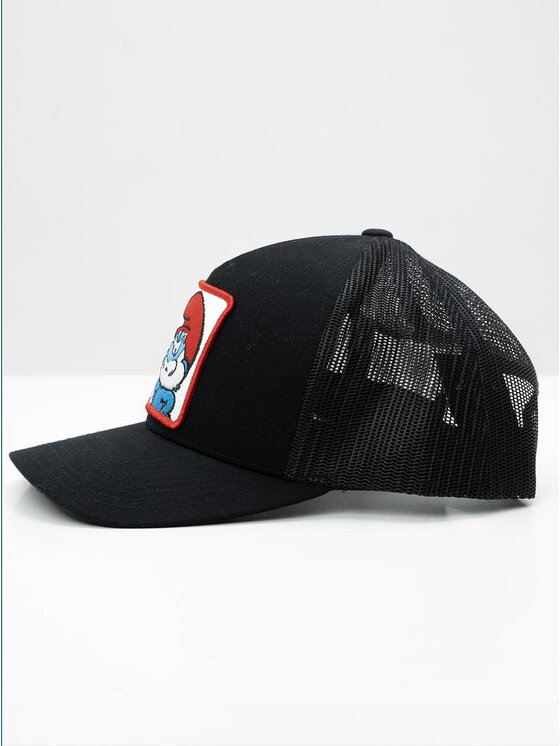 Smerfy Smerfy Czapka z daszkiem Trucker Czarna Smerfy Papa Smerf Patch uni Czarny