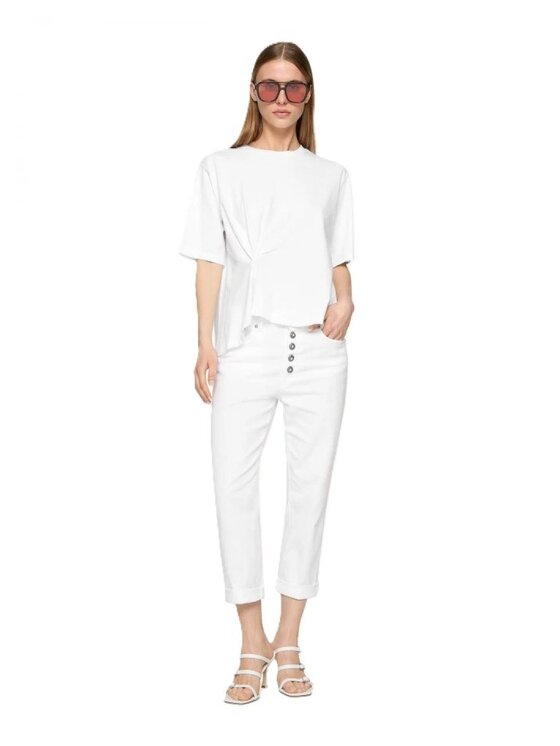 パンツ DONDUP Women Straight Pants DP268B BS0030 PTD000 White Dondup Jeansy dp268b-bs0030d-ptd-000 Biały Regular Fit