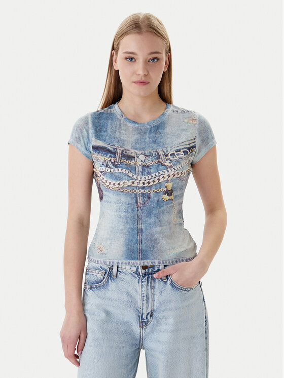 Guess Tricou W6RI52 KCCG0 Albastru Regular Fit