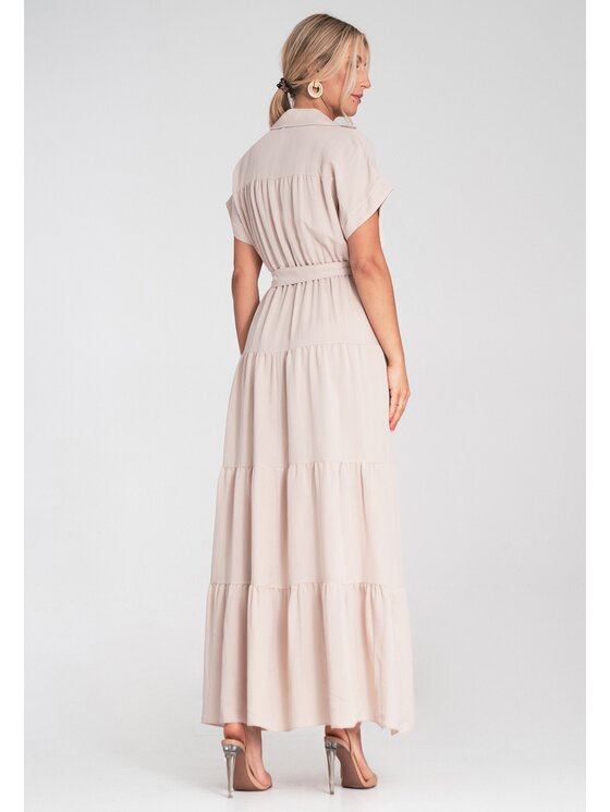 FIGL FIGL Letné šaty M1195 Béžová A-Line Fit