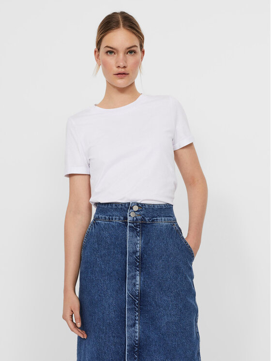 Vero Moda Vero Moda T-shirt Paula 10243889 Bijela Regular Fit