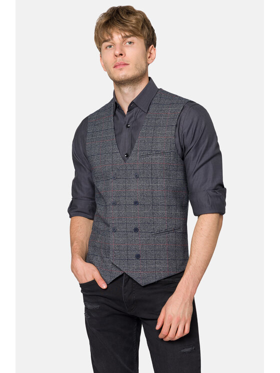 Lancerto Lancerto Kamizelka Burnley KA131223000008 Szary Slim Fit