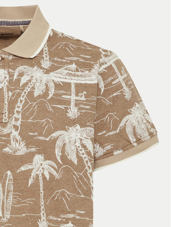 Blend Blend Тениска с яка и копчета 20716905 Бежов Regular Fit