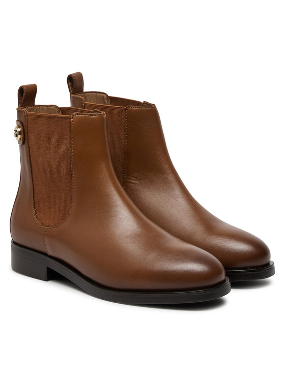 Tommy Hilfiger Tommy Hilfiger Μποτάκια με λάστιχο Th Stud Leather Low Chelsea FW0FW08184 Καφέ