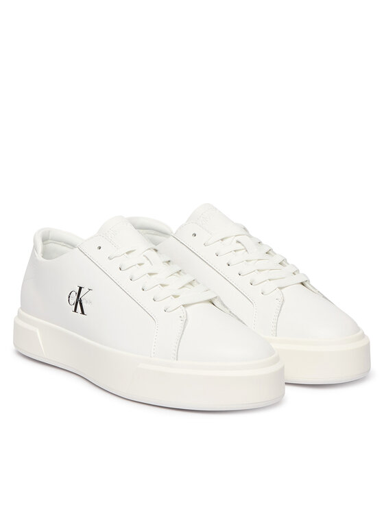 Calvin Klein Calvin Klein Laisvalaikio batai Basket Cupsole Laceup Lth Ml YM0YM01460 Balta