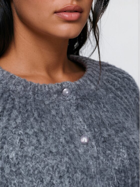 Ombre Ombre Kardigan OW-SW-E0071 Szary Relaxed Fit