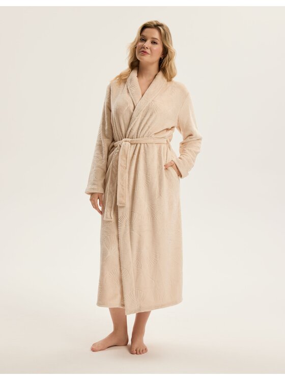 Esotiq Esotiq Szlafrok 43935 Beżowy Regular Fit