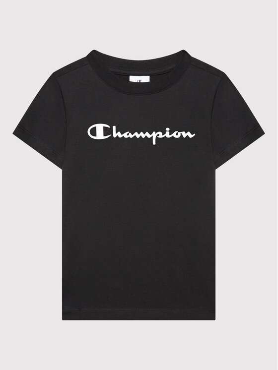 Champion Champion T-Shirt Contrast Script Logo 404541 Μαύρο Regular Fit