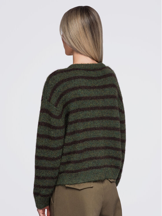 Ombre Ombre Sweter OW-SW-E0029 Khaki Relaxed Fit