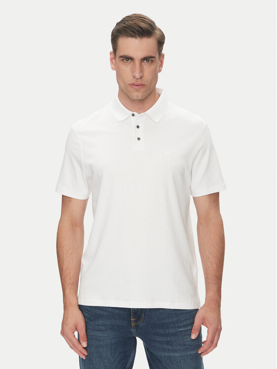 Calvin Klein Męskie Polo, rozmiar M, Białe, Supima LV04LB276G