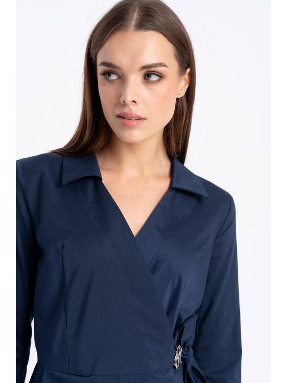 CLICK CLICK Každodenní šaty 60-6169 Tmavomodrá Flare Fit